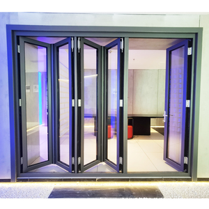 Aluminum Bi-fold Sliding Door Water Proof Double Glazing Low-E Patio Sunroom Exterior Folding Doors