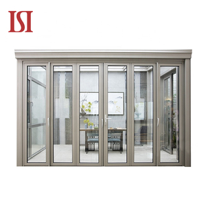 Double-Layered Aluminium Fiberglass Soundproof Folding Glass Doors Bi-Fold Patio AS2047