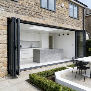 Modern Soundproof Waterproof Aluminum Folding Sliding Glass Patio Bi-Fold Door