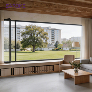 Saroke Hurricane Impact Aluminum Casement Window Thermal Break Double Toughened Glass Safety Aluminum Windows for Villa