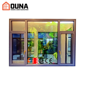 OUNA Triple Glazed Casement windows Hurricane Impact Proof Aluminum windows With Mosquito Net Double Tempered Glass Window